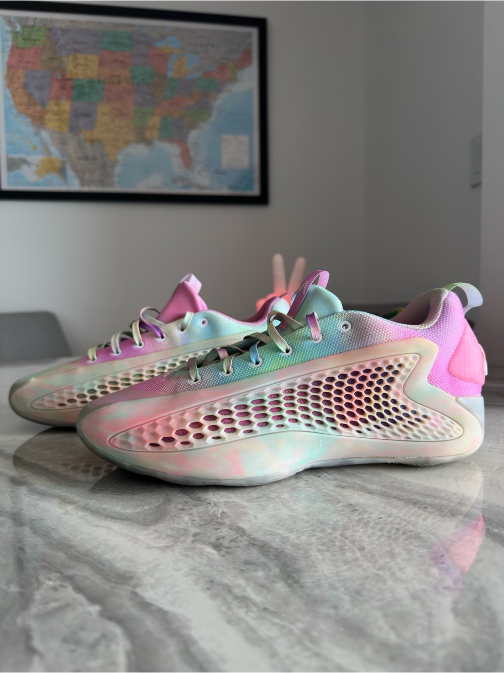 Adidas AE 1 Low 3SSB Anthony Edwards Tie Dye Pastel Pink Basketball Shoes